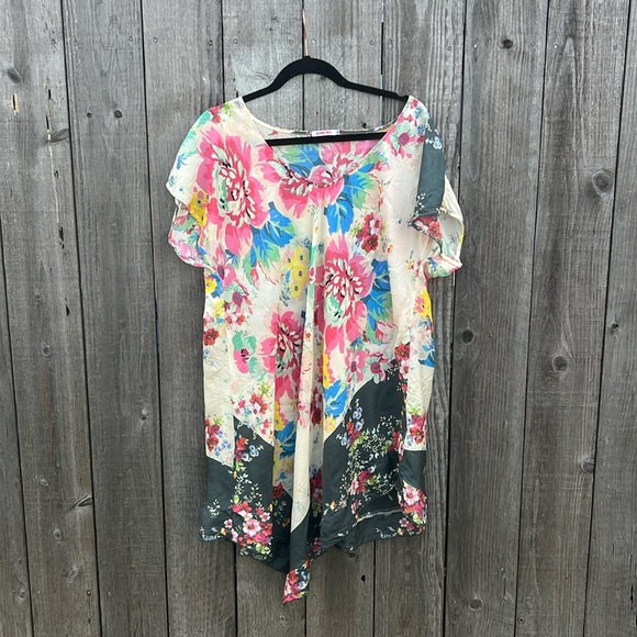 Johnny Was Tropical Flower Short-Sleeve Tunic XL - Picture 3 of 8